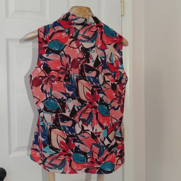 Kasper Sleeveless Floral Blouse Size L Large - Picture 4 of 8